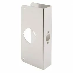 Buy 🔔 Prime-Line 1-3/4 in. x 9 in. Thick Stainless Steel Lock and Door Reinforcer, 2-1/8 in. Single Bore, 2-3/4 in. Backset ⌛
