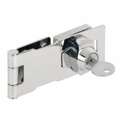 Wholesale 🔥 Prime-Line Keyed Hasp, 4 in. x 1-5/8 in., Steel, Chrome Plated, Twist Knob 🎉