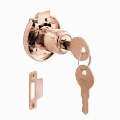 New ❤️ Prime-Line Brass spring-loaded Keyed, Surface Mount Cabinet Lock 💯