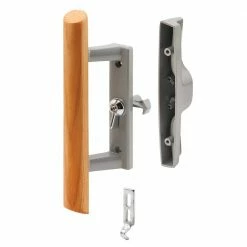 New 💯 Prime-Line 3 in. - 15/16 in. Gray Diecast Sliding Patio Door Handle with Wood Handle for 1 in. Thick Doors 😉