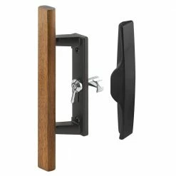 Brand new 😀 Prime-Line Sliding Glass Door Handle Set, 3-15/16 in., Diecast and Wood, Black, Hook Style, Internal Lock 🔔