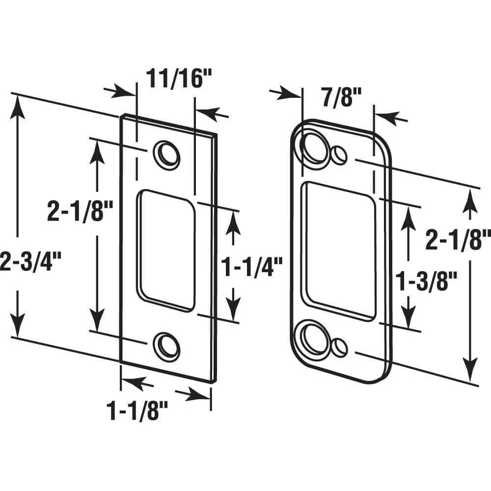Outlet โ๏ธ Prime-Line Security Deadbolt Strike, for Use with Wood Or Metal Doorjambs, 2-3/4 in. H x 1-1/8 in. W, Steel, Satin Nickel ๐ 4 Outlet โ๏ธ Prime-Line Security Deadbolt Strike, for Use with Wood Or Metal Doorjambs, 2-3/4 in. H x 1-1/8 in. W, Steel, Satin Nickel ๐ - Image 2
