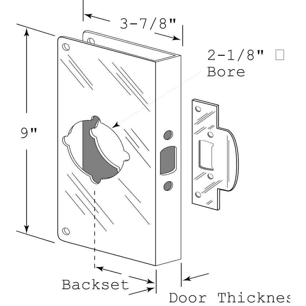 Budget โ Prime-Line 1-3/4 in. x 9 in. Thick Solid Brass Lock and Door Reinforcer, 2-1/8 in. Single Bore, 2-3/8 in. Backset ๐งจ 4 Budget โ Prime-Line 1-3/4 in. x 9 in. Thick Solid Brass Lock and Door Reinforcer, 2-1/8 in. Single Bore, 2-3/8 in. Backset ๐งจ - Image 2